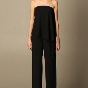 Emporio Armani Black Cady Strapless Jumpsuit